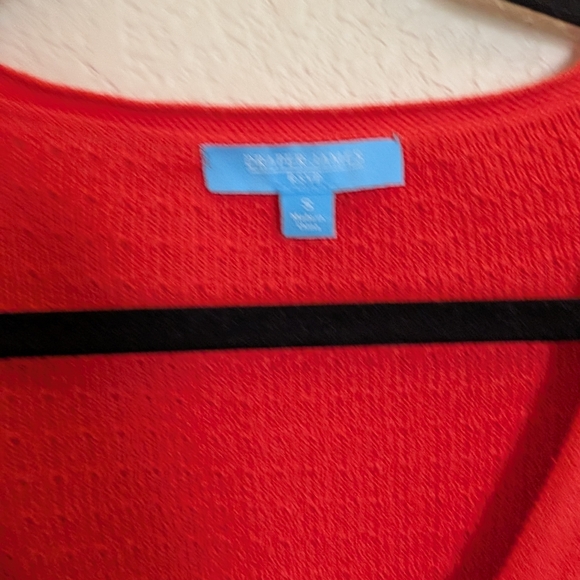 Draper James RSVP Red Textured VNeck Long Sleeve Button Cotton Blend Cardigan S - Picture 3 of 7